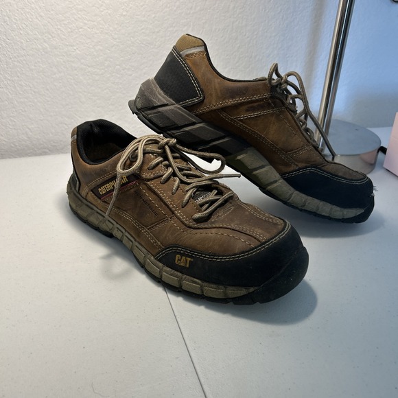 Caterpillar Cat Brown Leather Composite Toe Safety Shoes‎ Men's Size 10 - Picture 1 of 10